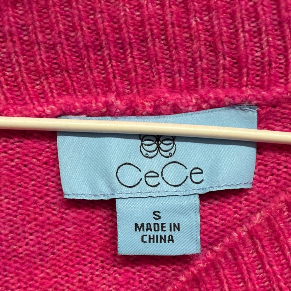 CeCe Fuchsia Sweater with rhinestone Details - Picture 2 of 4
